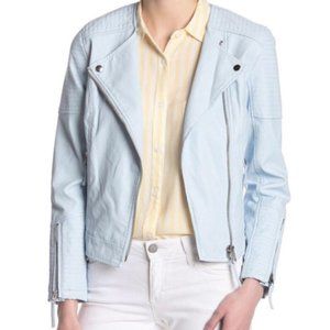 Philosophy Blue Leather Jacket Moto Size 4, great condition